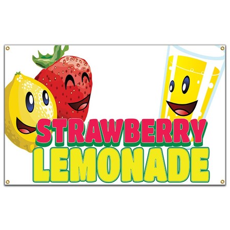 Signmission Strawberry Lemonade Banner Heavy Duty 13 Oz Vinyl with Grommets B-60 Strawberry Lemonade